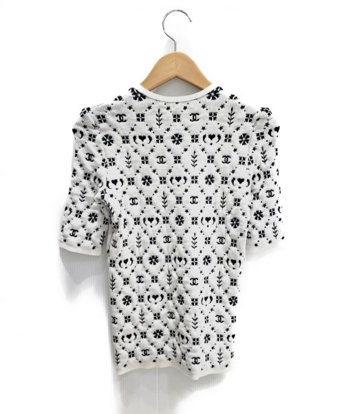 CHANEL（シャネル）CHANEL (シャネル) スノーココマーク半袖ニット ホワイト サイズ:34の古着・服飾アイテム