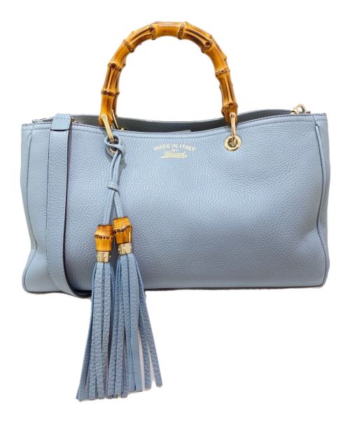 GUCCI（グッチ）GUCCI (グッチ) バンブーショッパートートバッグ スカイブルー サイズ:ミディアムの古着・服飾アイテム