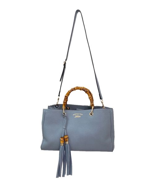 GUCCI（グッチ）GUCCI (グッチ) バンブーショッパートートバッグ スカイブルー サイズ:ミディアムの古着・服飾アイテム
