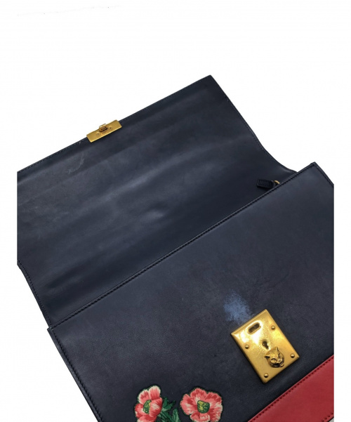 GUCCI（グッチ）GUCCI (グッチ) キャットロックレザーハンドバッグ ネイビー サイズ:- 421998 001998の古着・服飾アイテム