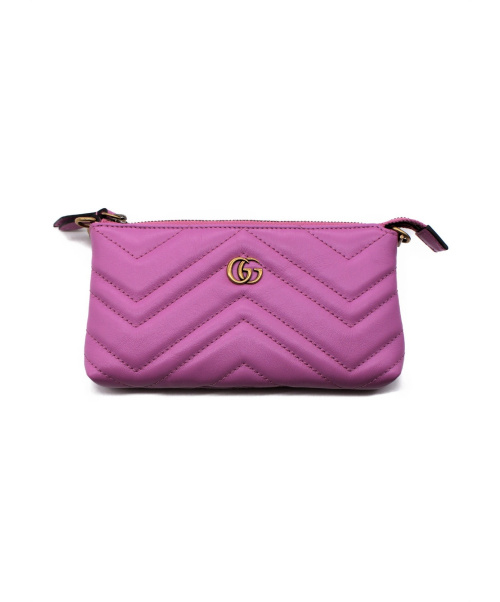 GUCCI（グッチ）GUCCI (グッチ) アクセサリーポーチ ピンク サイズ:- GGマーモント 443129 レザー 498879の古着・服飾アイテム