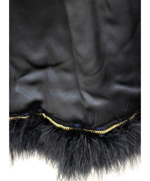 CHANEL（シャネル）CHANEL (シャネル) ファー付キルティングシルクジャケット ネイビー サイズ:34の古着・服飾アイテム