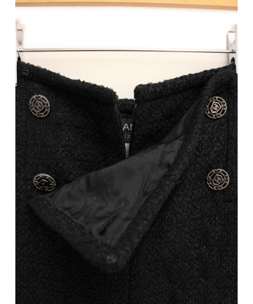 CHANEL（シャネル）CHANEL (シャネル) ツイードセットアップスーツ ブラック サイズ:34の古着・服飾アイテム