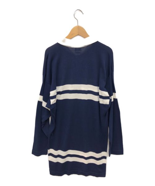 CHANEL（シャネル）CHANEL (シャネル) ニットポロシャツワンピース ネイビー×ホワイト サイズ:Lの古着・服飾アイテム