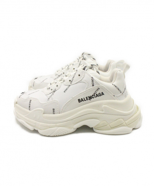 BALENCIAGA（バレンシアガ）BALENCIAGA (バレンシアガ) 総柄 TRIPLE S  ホワイト サイズ:24cmの古着・服飾アイテム