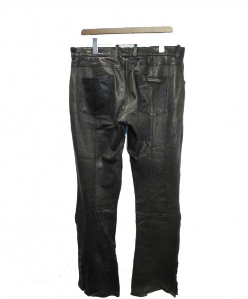 CHROME HEARTS（クロムハーツ）CHROME HEARTS (クロムハーツ) レザーフレアパンツ ブラック サイズ:W34の古着・服飾アイテム