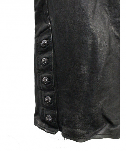 CHROME HEARTS（クロムハーツ）CHROME HEARTS (クロムハーツ) レザーフレアパンツ ブラック サイズ:W34の古着・服飾アイテム