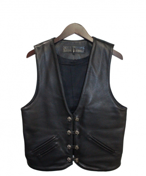 CHROME HEARTS（クロムハーツ）CHROME HEARTS (クロムハーツ) レザーベスト ブラック サイズ:Ｍの古着・服飾アイテム