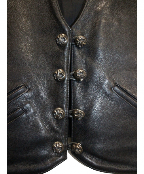 CHROME HEARTS（クロムハーツ）CHROME HEARTS (クロムハーツ) レザーベスト ブラック サイズ:Ｍの古着・服飾アイテム