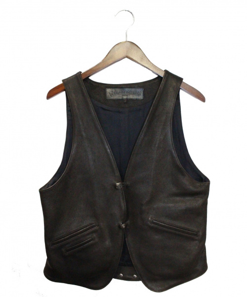 CHROME HEARTS（クロムハーツ）CHROME HEARTS (クロムハーツ) レザーベスト ブラック サイズ:Ｍの古着・服飾アイテム