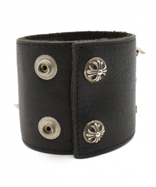 CHROME HEARTS（クロムハーツ）CHROME HEARTS (クロムハーツ) レザーブレスレット ブラック サイズ:- SILVER925 × レザーの古着・服飾アイテム