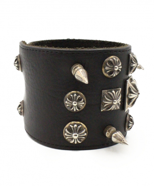 CHROME HEARTS（クロムハーツ）CHROME HEARTS (クロムハーツ) レザーブレスレット ブラック サイズ:- SILVER925 × レザーの古着・服飾アイテム