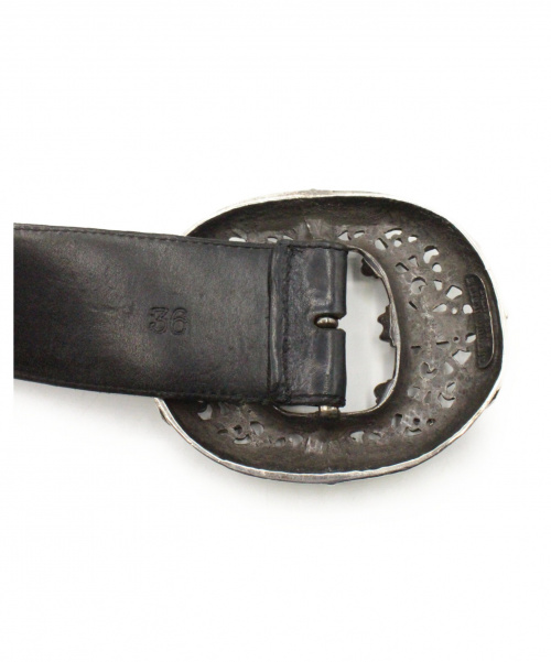 CHROME HEARTS（クロムハーツ）CHROME HEARTS (クロムハーツ) レザーベルト ブラック サイズ:36インチ SILVER925×レザーの古着・服飾アイテム