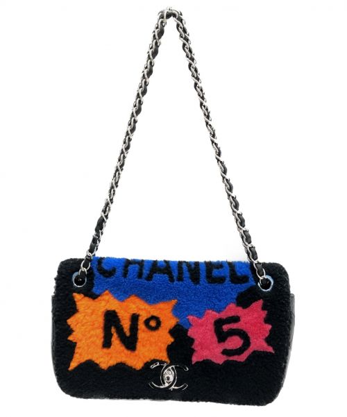 CHANEL（シャネル）CHANEL (シャネル) No5コミックフラップ チェーンショルダーバッグ  ブラック×マルチカラー サイズ:-の古着・服飾アイテム