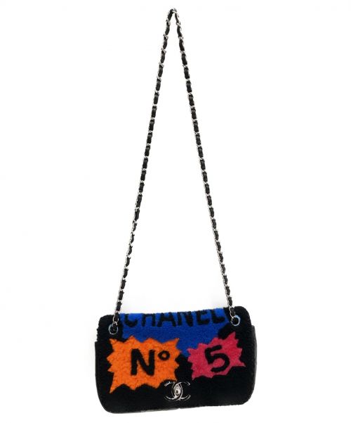 CHANEL（シャネル）CHANEL (シャネル) No5コミックフラップ チェーンショルダーバッグ  ブラック×マルチカラー サイズ:-の古着・服飾アイテム