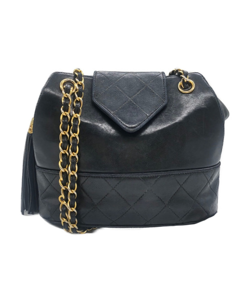 CHANEL（シャネル）CHANEL (シャネル) フリンジチェーンショルダーバッグ ブラック サイズ:- 1306892の古着・服飾アイテム