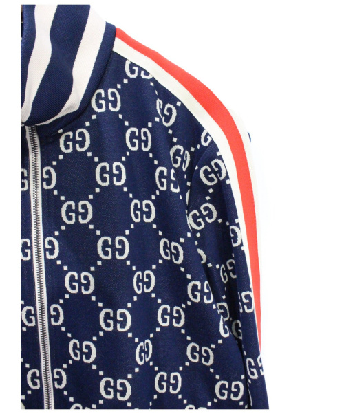 GUCCI（グッチ）GUCCI (グッチ) GGジャガードコットンジャケット ネイビー サイズ:Lの古着・服飾アイテム