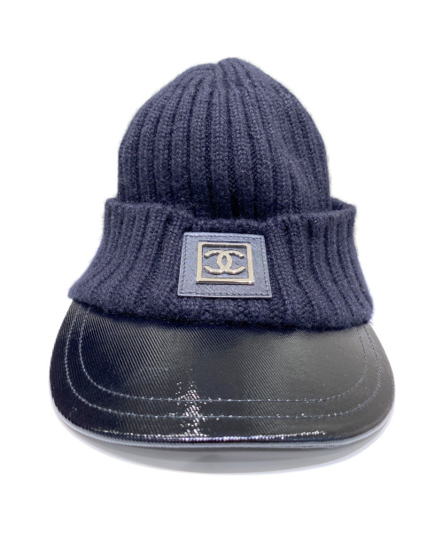 CHANEL（シャネル）CHANEL (シャネル) ココマークニットキャップ ブラック サイズ:ONE SIZE カシミヤの古着・服飾アイテム