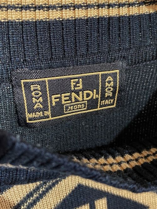 FENDI（フェンディ）FENDI (フェンディ) ニットワンピース ブラック×ベージュ サイズ:-の古着・服飾アイテム