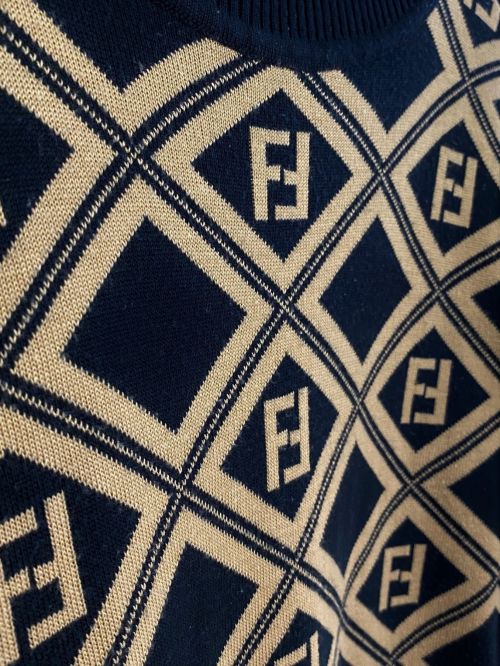 FENDI（フェンディ）FENDI (フェンディ) ニットワンピース ブラック×ベージュ サイズ:-の古着・服飾アイテム