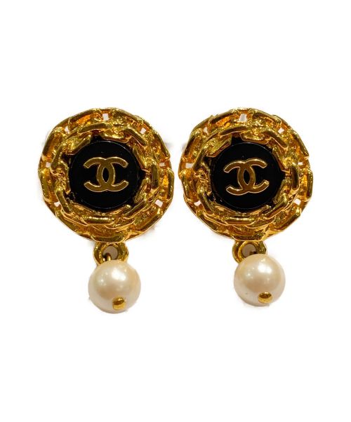 CHANEL（シャネル）CHANEL (シャネル) ココマークスイングパールイヤリング ブラック×ゴールド サイズ:-の古着・服飾アイテム