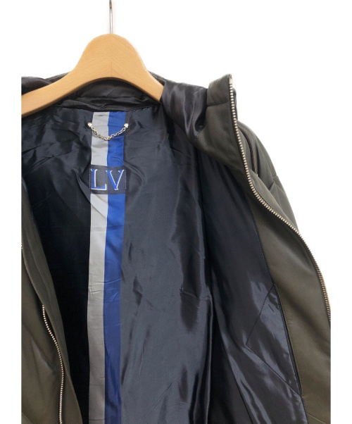 LOUIS VUITTON（ルイ ヴィトン）LOUIS VUITTON (ルイ ヴィトン) レザーフーデットダウンジャケット ダークブラウン サイズ:50 ラムレザーの古着・服飾アイテム