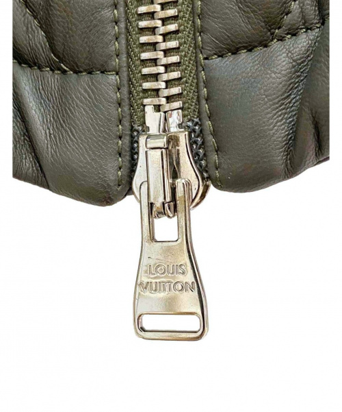 LOUIS VUITTON（ルイ ヴィトン）LOUIS VUITTON (ルイ ヴィトン) レザーフーデットダウンジャケット ダークブラウン サイズ:50 ラムレザーの古着・服飾アイテム