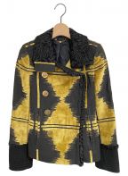 GUCCIグッチ）の古着「ダブルブレストコート」｜ブラック×ゴールド