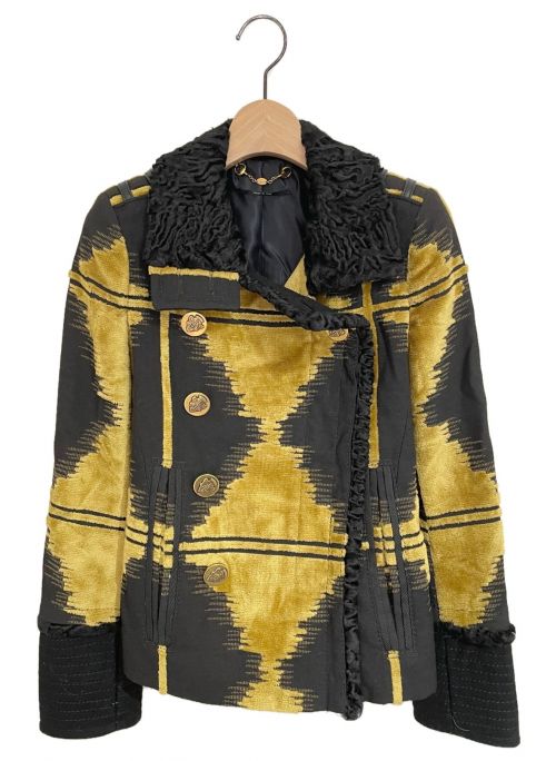 GUCCI（グッチ）GUCCI (グッチ) ダブルブレストコート ブラック×ゴールド サイズ:36の古着・服飾アイテム