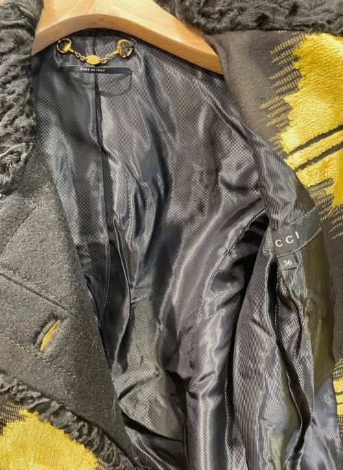 GUCCI（グッチ）GUCCI (グッチ) ダブルブレストコート ブラック×ゴールド サイズ:36の古着・服飾アイテム