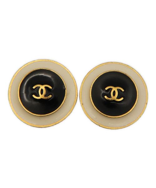CHANEL（シャネル）CHANEL (シャネル) COCOラウンドイヤリング ホワイト×ブラック サイズ:-の古着・服飾アイテム