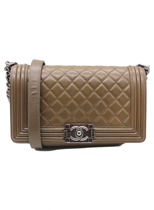 CHANEL（シャネル）CHANEL (シャネル) ボーイシャネル チェーンショルダーバッグ カーキ サイズ:25の古着・服飾アイテム