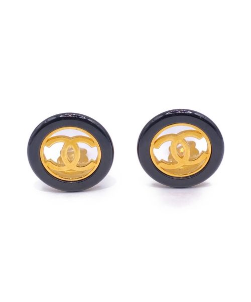 CHANEL（シャネル）CHANEL (シャネル) ココマークイヤリング ゴールド×ブラック サイズ:-の古着・服飾アイテム