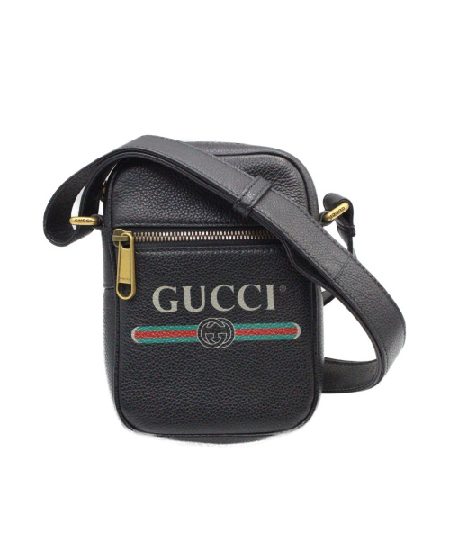 GUCCI（グッチ）GUCCI (グッチ) グッチプリント ロゴ ショルダーバッグ ブラック サイズ:-の古着・服飾アイテム