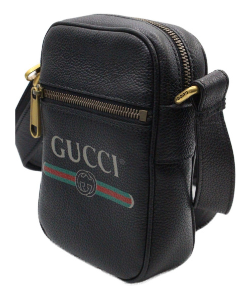 GUCCI（グッチ）GUCCI (グッチ) グッチプリント ロゴ ショルダーバッグ ブラック サイズ:-の古着・服飾アイテム