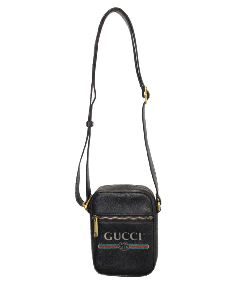 GUCCI（グッチ）GUCCI (グッチ) グッチプリント ロゴ ショルダーバッグ ブラック サイズ:-の古着・服飾アイテム