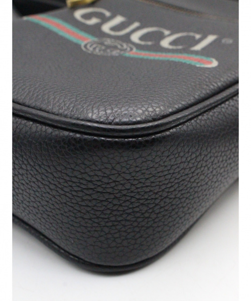 GUCCI（グッチ）GUCCI (グッチ) グッチプリント ロゴ ショルダーバッグ ブラック サイズ:-の古着・服飾アイテム