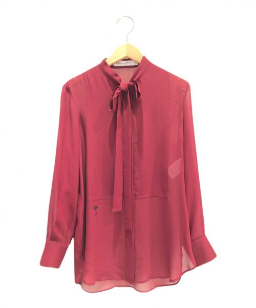 Christian Dior（クリスチャン ディオール）Christian Dior (クリスチャン ディオール) リボンブラウス ボルドー サイズ:Ｆ34の古着・服飾アイテム