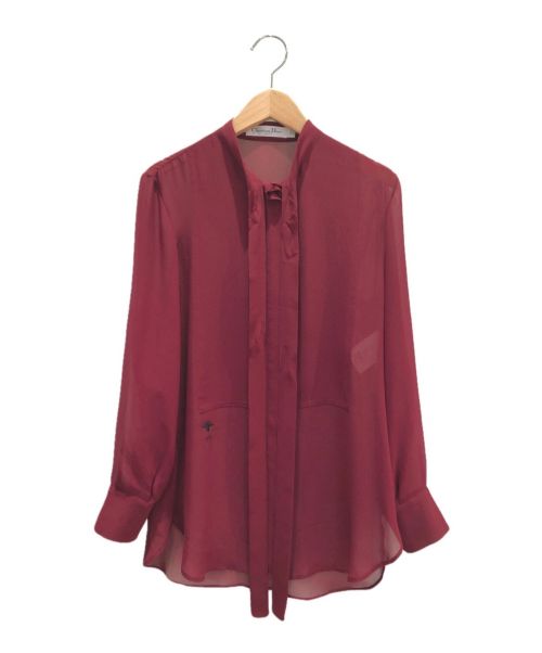 Christian Dior（クリスチャン ディオール）Christian Dior (クリスチャン ディオール) リボンブラウス ボルドー サイズ:Ｆ34の古着・服飾アイテム