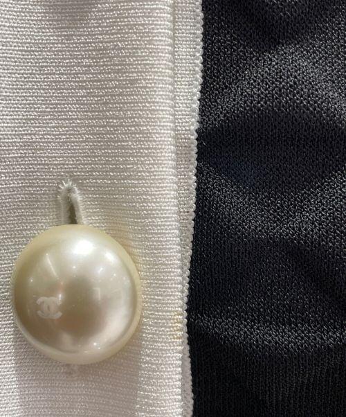 CHANEL（シャネル）CHANEL (シャネル) 5分袖ノーカラージャケット ホワイト×ブラック サイズ:34の古着・服飾アイテム