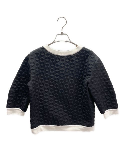 CHANEL（シャネル）CHANEL (シャネル) 5分袖ノーカラージャケット ホワイト×ブラック サイズ:34の古着・服飾アイテム