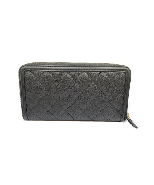 CHANEL（シャネル）CHANEL (シャネル) 長財布 ブラック 未使用品 A84449 キャビアスキン 25614763の古着・服飾アイテム