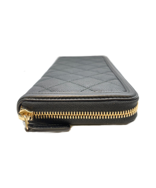 CHANEL（シャネル）CHANEL (シャネル) 長財布 ブラック 未使用品 A84449 キャビアスキン 25614763の古着・服飾アイテム