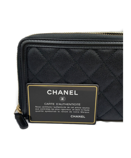 CHANEL（シャネル）CHANEL (シャネル) 長財布 ブラック 未使用品 A84449 キャビアスキン 25614763の古着・服飾アイテム