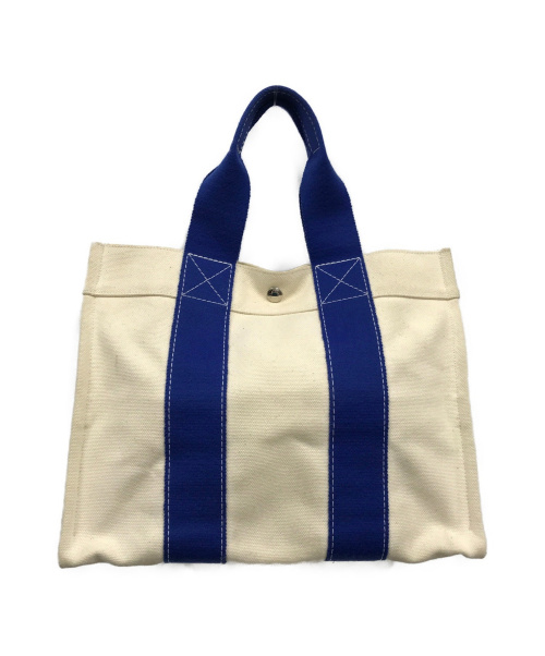 HERMES（エルメス）HERMES (エルメス) キャンバストートバッグ ホワイト×ブルー ボラボラPMの古着・服飾アイテム