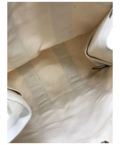 HERMES（エルメス）HERMES (エルメス) キャンバストートバッグ ホワイト×ブルー ボラボラPMの古着・服飾アイテム