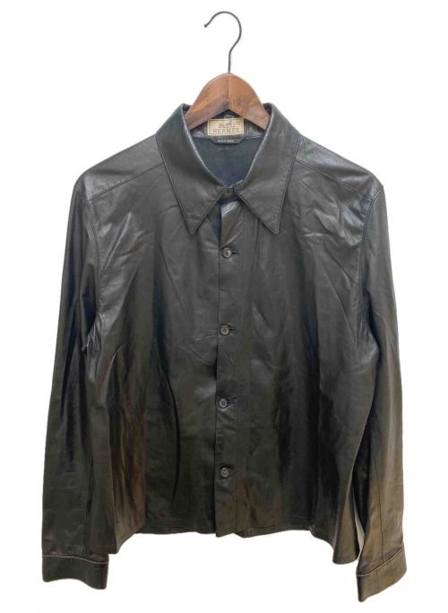 HERMES（エルメス）HERMES (エルメス) レザーシャツ ブラック サイズ:50の古着・服飾アイテム