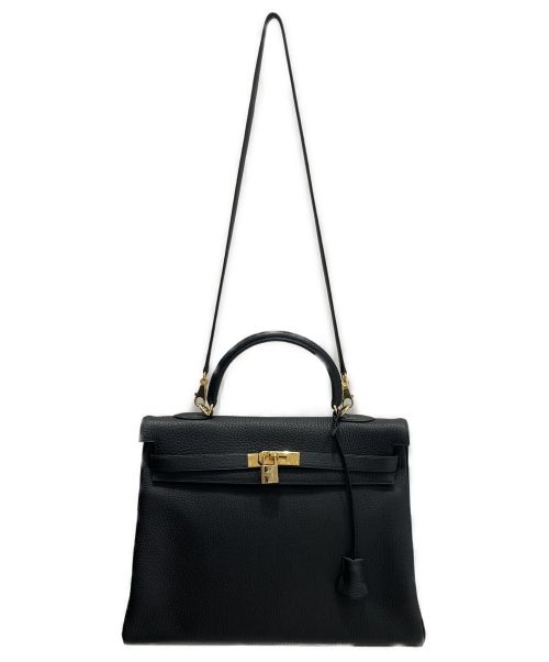 HERMES（エルメス）HERMES (エルメス) ケリー35 ブラック サイズ:35 トゴ　ゴールド金具　□F刻印の古着・服飾アイテム