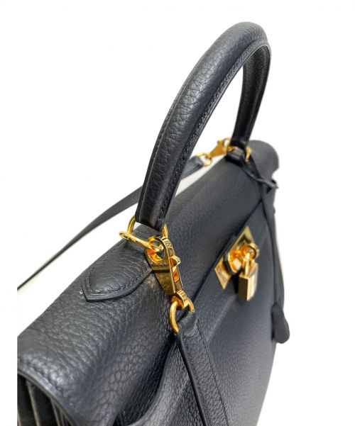 HERMES（エルメス）HERMES (エルメス) ケリー35 ブラック サイズ:35 トゴ　ゴールド金具　□F刻印の古着・服飾アイテム