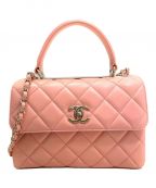 CHANELシャネル）の古着「トップハンドルフラップバッグ」｜ピンク
